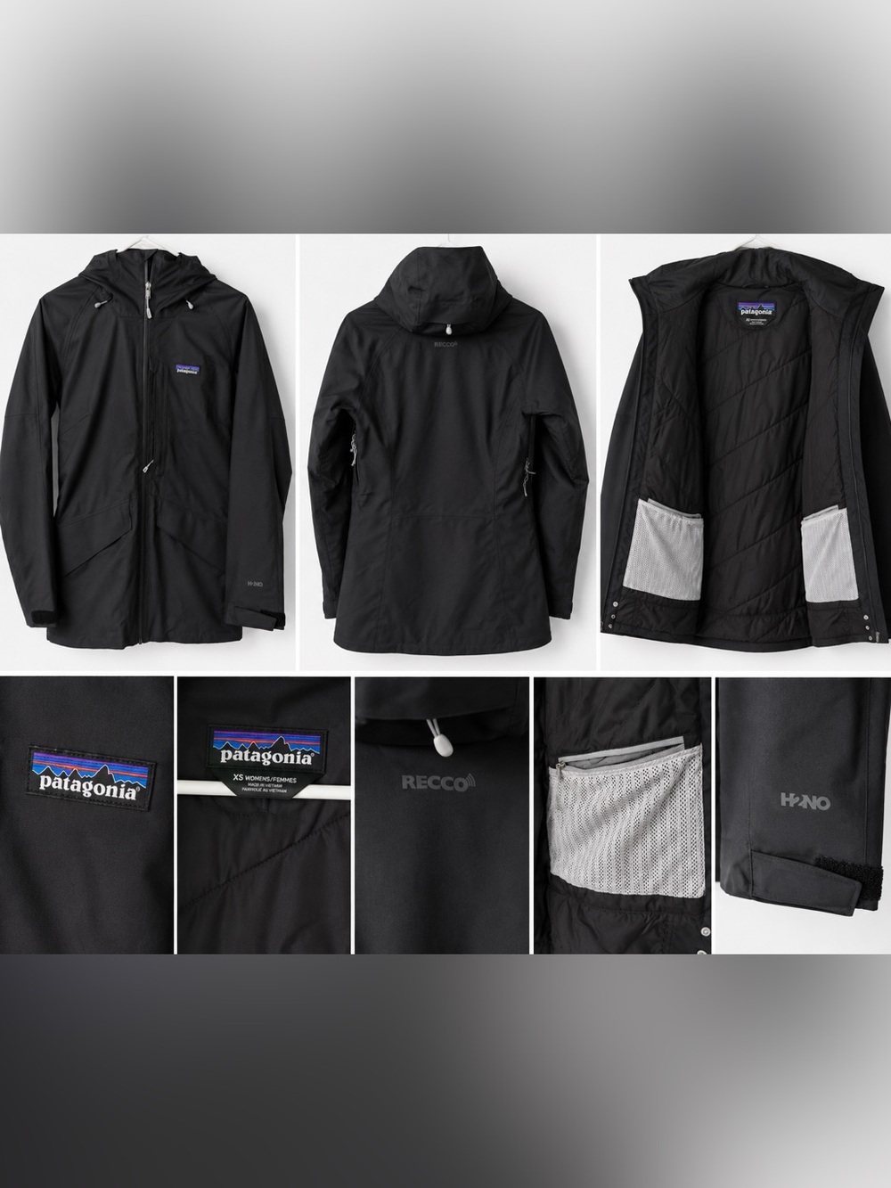 Patagonia Black Hooded Waterproof Shell Jacket